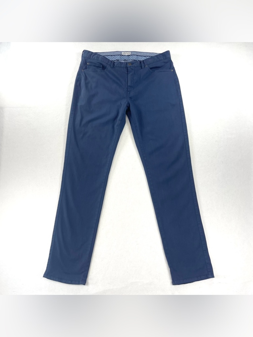Peter Millar Pants Mens 36x33 Blue Stretch 5-Pocket Chino Straight Leg Casual